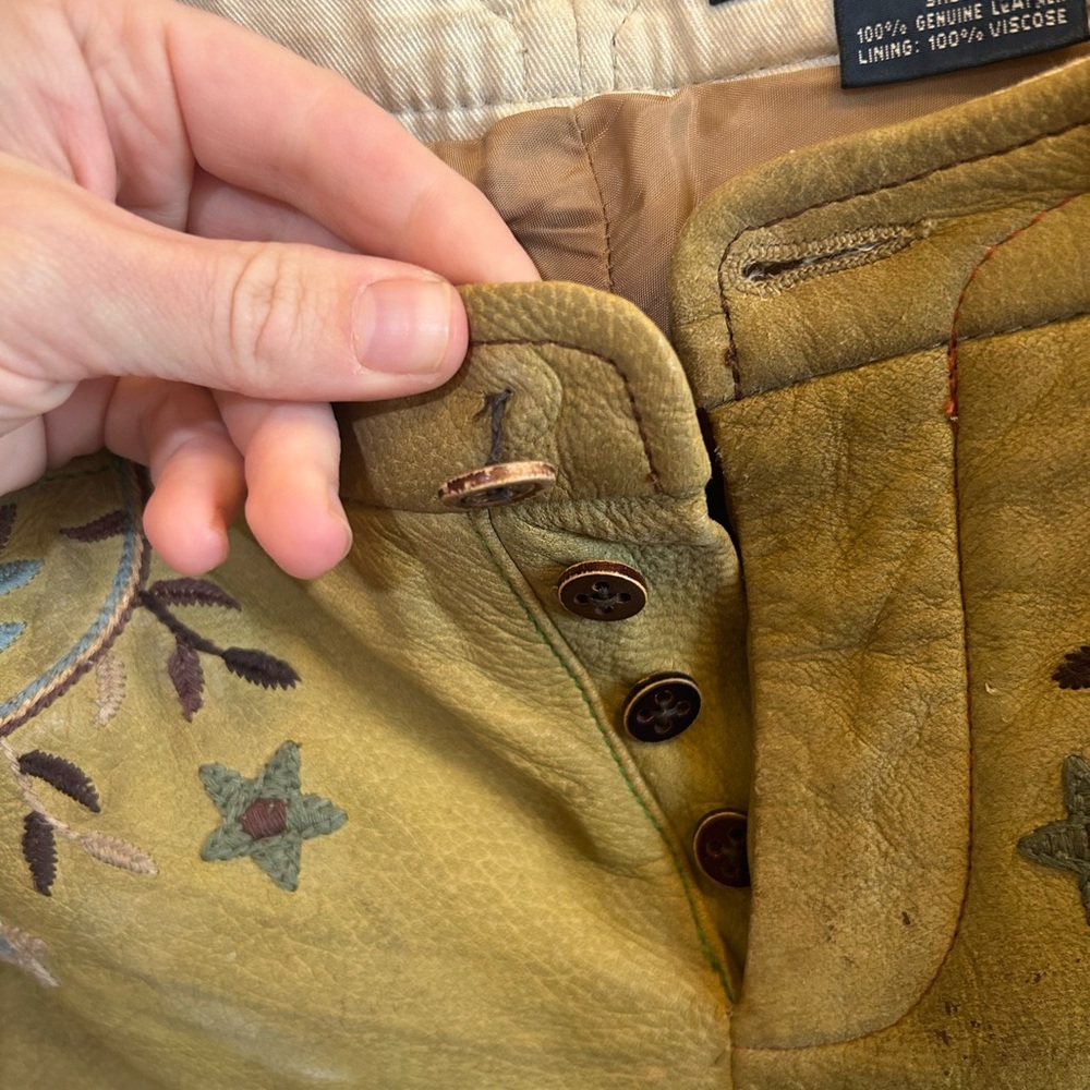 VINTAGE - RALPH LAUREN 1980’s Floral Embroidered Leather Pants - RARE ! - Picture 2 of 13